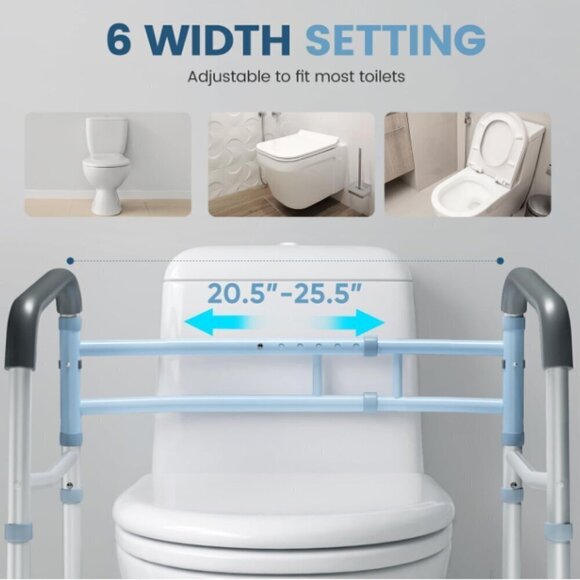 OasisSpace Stand Alone Toilet Safety Rail - Heavy‎ Duty Medical Toilet Safety - Picture 2 of 10